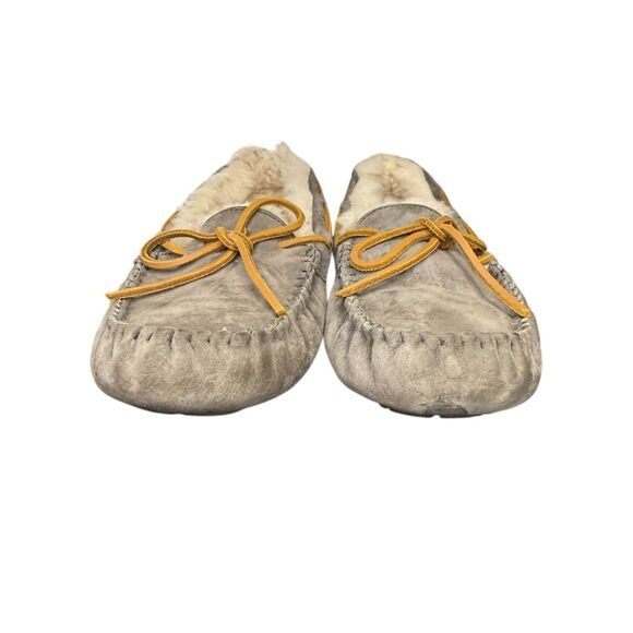 UGG Dakota Women’s 7 Shearling Fur Moccasin Slippers Pewter Suede Fully Lined - Picture 4 of 10